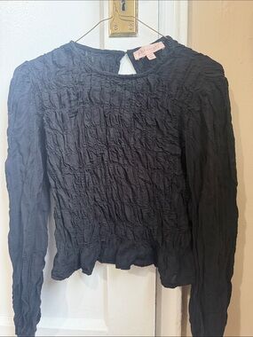 Philosophy Black Long-Sleeve Crinkle Top